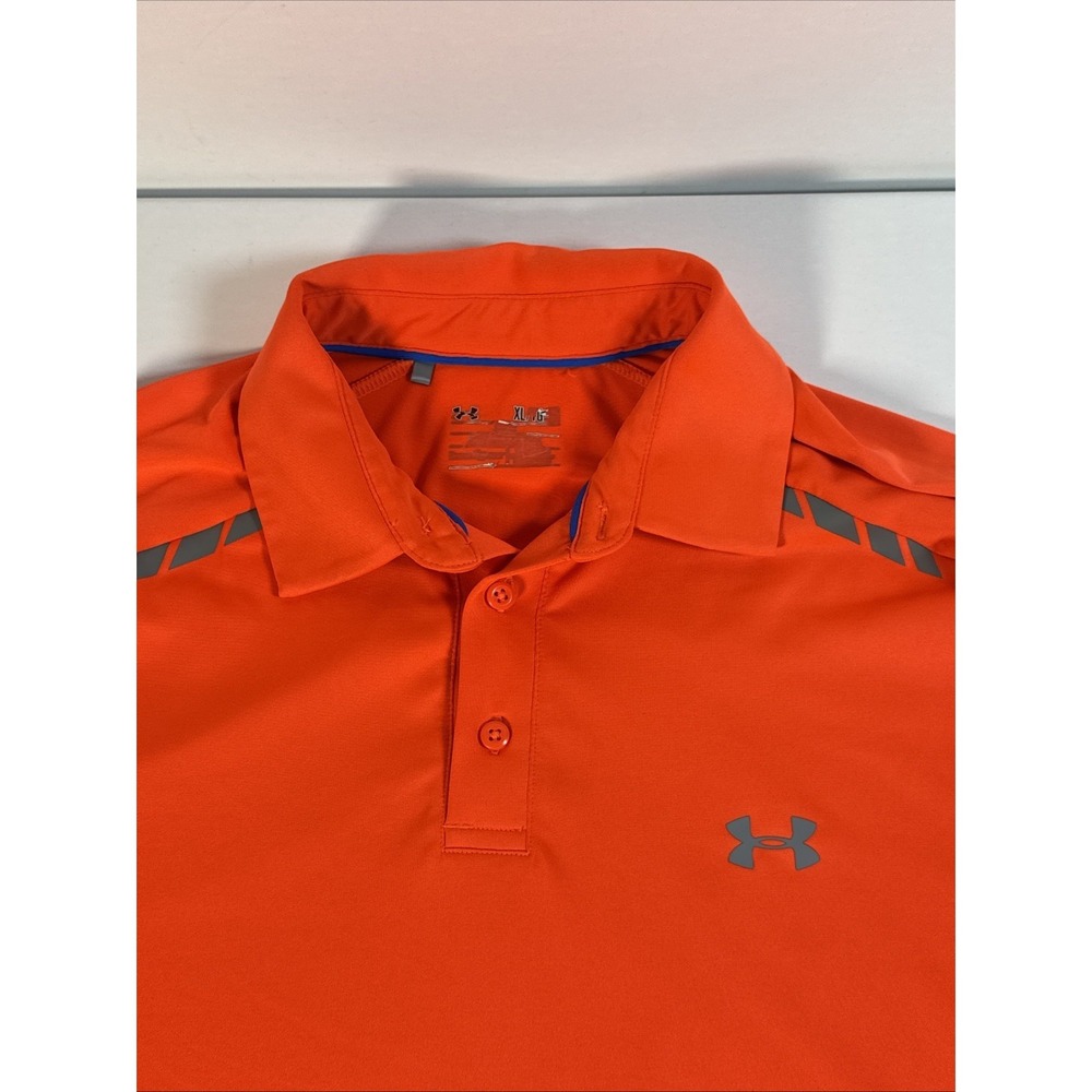Under Armour ColdBlack Golf Polo Orange HeatGear Loose Performance Mens Large - Picture 2 of 7